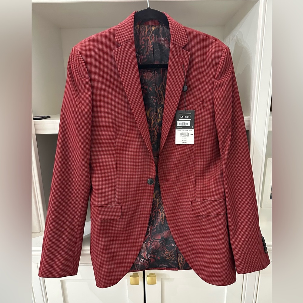 Topman Skinny Fit Red Blazer
